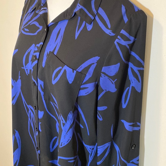 Silky blue & black blouse - Picture 4 of 8